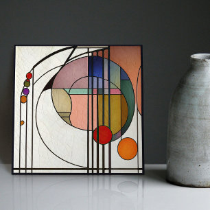 Mackintosh Art Deco Abstracte Bloemige Muurdecorat Tegeltje