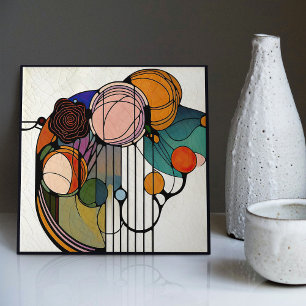 Mackintosh Art Deco Abstracte Bloemige Muurdecorat Tegeltje