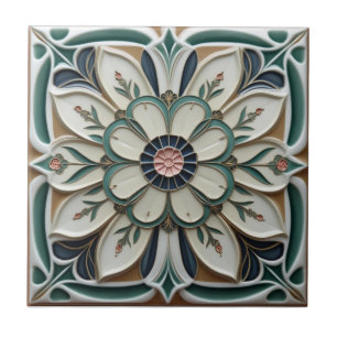Mackintosh Art Deco Abstracte Bloemige Wanddecorat Tegeltje