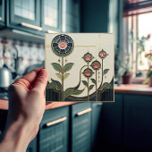 Mackintosh Art Deco Abstracte Bloemrijke Wanddecor Tegeltje