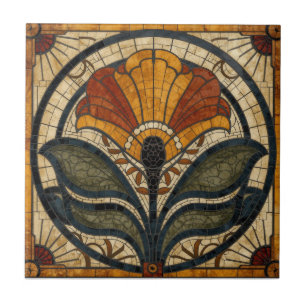 Mackintosh Art Deco Abstracte Bloemstukken Muurdec Tegeltje
