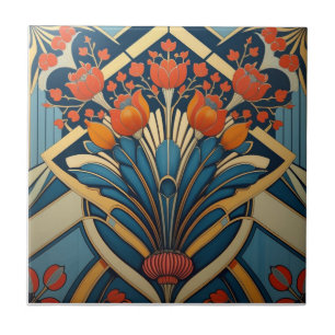 Mackintosh Art Deco Abstracte Bloemstukken Muurdec Tegeltje