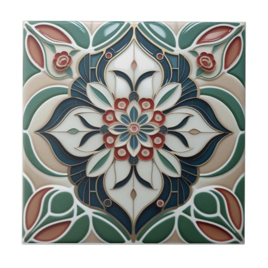 Mackintosh Art Deco Abstracte Bloemstukken Muurdec Tegeltje (Voorkant)