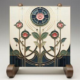Mackintosh Art Deco Abstracte Bloemstukken Muurdec Tegeltje