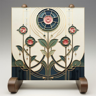 Mackintosh Art Deco Abstracte Bloemstukken Muurdec Tegeltje