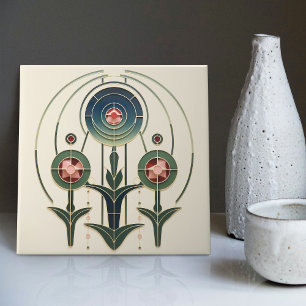 Mackintosh Art Deco Abstracte Bloemstukken Muurdec Tegeltje