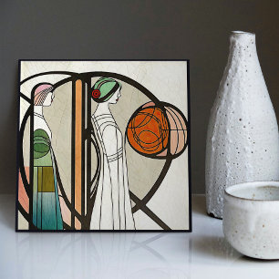Mackintosh Art Deco Abstracte Bloemstukken Muurdec Tegeltje