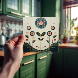 Mackintosh Art Deco Abstracte Floral Wall Decor Ce Tegeltje