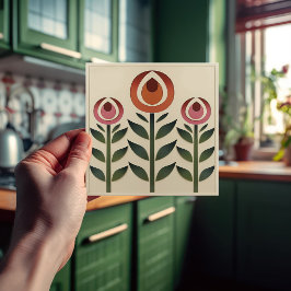 Mackintosh Art Deco Abstracte Floral Wall Decor Ce Tegeltje