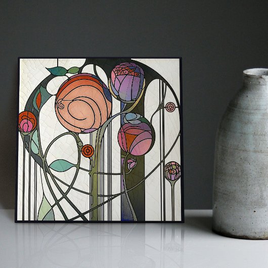 Mackintosh Art Deco Abstracte Floral Wall Decor Ce Tegeltje