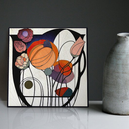 Mackintosh Art Deco Abstracte Floral Wall Decor Ce Tegeltje