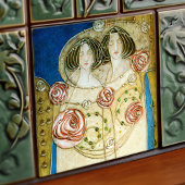 Mackintosh Art Deco Women and Rozen Wall Decor Tegeltje