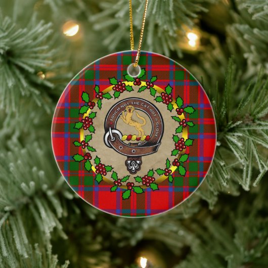 MacKintosh Badge & Tartan Gepersonaliseerde Kerstm Keramisch Ornament (Boom)