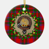 MacKintosh Badge & Tartan Gepersonaliseerde Kerstm Keramisch Ornament (Voorkant)