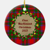 MacKintosh Badge & Tartan Gepersonaliseerde Kerstm Keramisch Ornament (Achterkant)