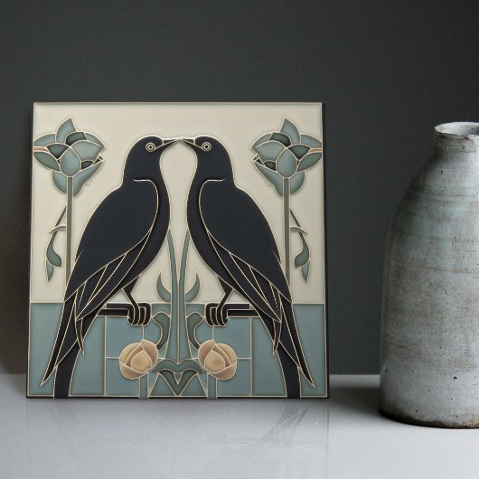 Mackintosh Black Birds Art Deco Nouveau Wall Decor Tegeltje