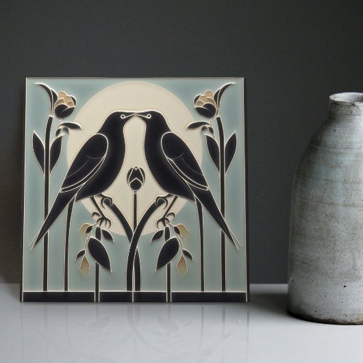 Mackintosh Black Birds Art Deco Nouveau Wall Decor Tegeltje