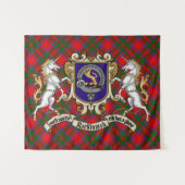 MacKintosh Clan Badge & Unicorns w/Tartan Wandkleed (Voorkant (horizontaal))