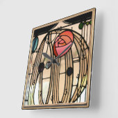 Mackintosh - Glas in lood Window, The Hill House Vierkante Klok (Hoek)