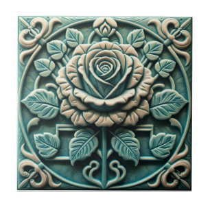 Mackintosh Roos Faux Reliëf Arts & Crafts Reproduc Tegeltje