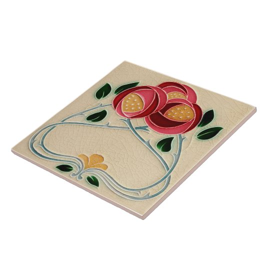Mackintosh Roos keramisch Tegeltje (Zijkant)