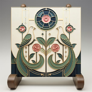 Mackintosh Roos & Vogels Art Nouveau Minimalistisc Tegeltje