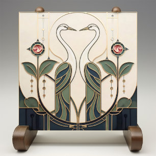 Mackintosh Roos & Vogels Art Nouveau Minimalistisc Tegeltje