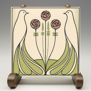 Mackintosh Roos & Vogels Art Nouveau Minimalistisc Tegeltje