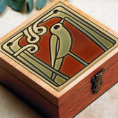 Mackintosh Vogel Groen Rood Wanddecoratie Tegeltje