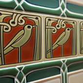 Mackintosh Vogel Groen Rood Wanddecoratie Tegeltje