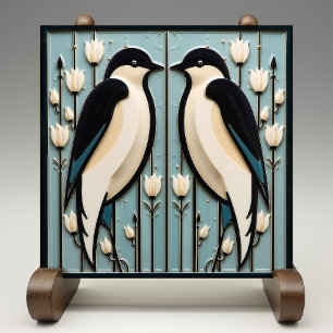 Mackintosh Zwarte Vogels Art Deco Nouveau Wanddeco Tegeltje