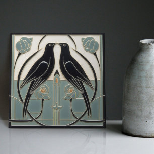 Mackintosh Zwarte Vogels Art Deco Nouveau Wanddeco Tegeltje