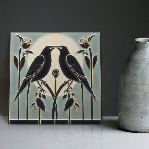 Mackintosh Zwarte Vogels Art Deco Nouveau Wanddeco Tegeltje