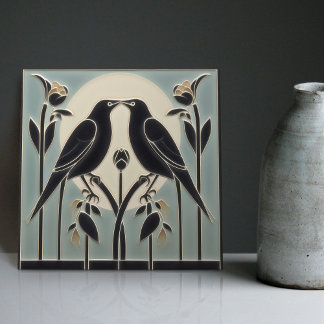 Mackintosh Zwarte Vogels Art Deco Nouveau Wanddeco Tegeltje