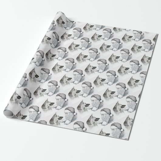 Macksie-and-Santa-LARGE Cadeaupapier (Uitgerold)
