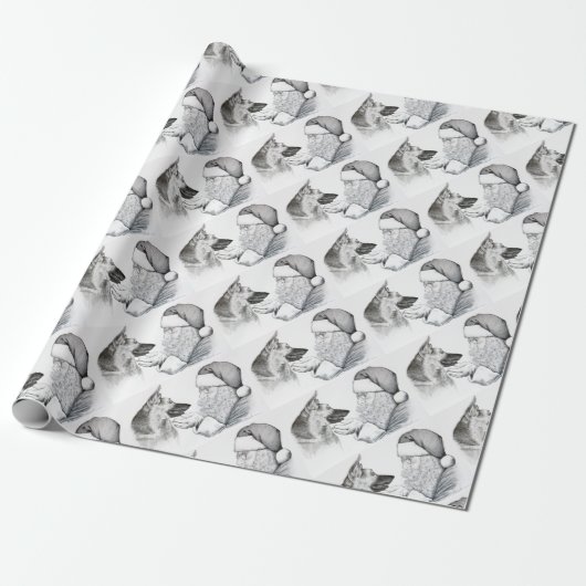 Macksie-and-Santa-LARGE Cadeaupapier (Uitgerold)