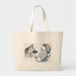 Macksie-and-Santa-LARGE Grote Tote Bag