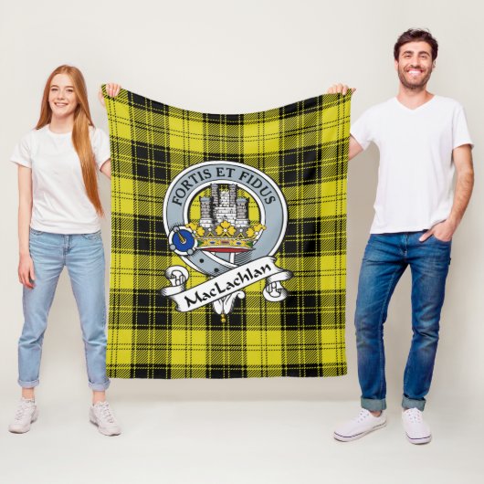 MacLachlan Clan Badge Tartan Pset Fleece Deken (In situ)