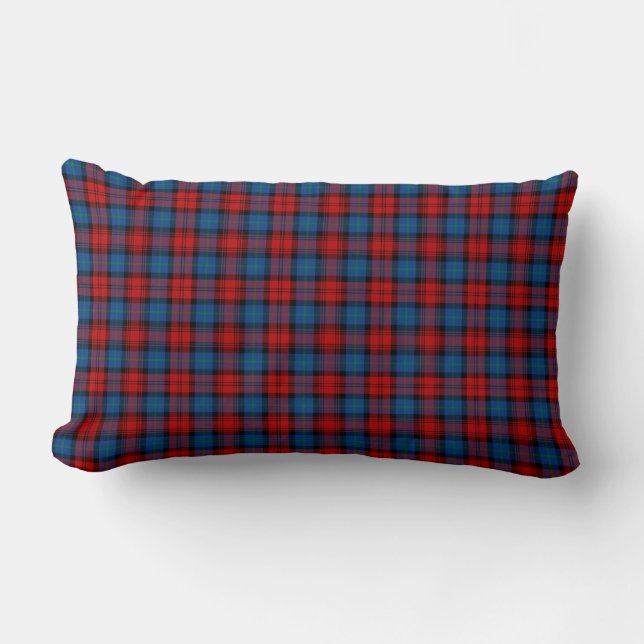 MacLachlan Clan Tartan Royal Blue en Red Pset Kussen (Voorkant)
