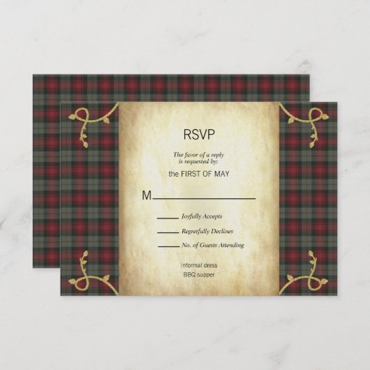 MacLachlan Schots Tartan Tuin Bruiloft RSVP (Voorkant / Achterkant)