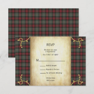 MacLachlan Schotse Tartan Tuinbruiloft RSVP Kaartje
