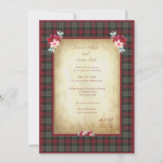 MacLachlan Tartan Pset Garden Wedding Kaart (Voorkant)