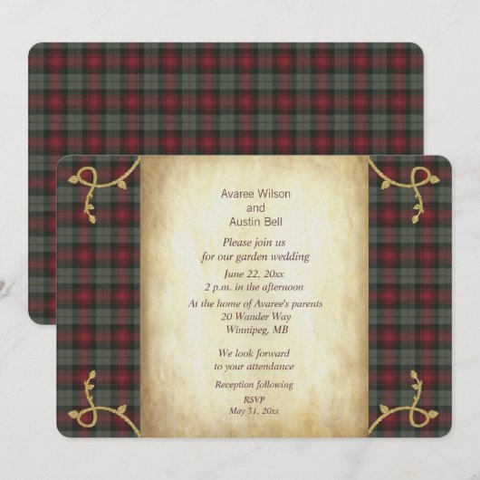 MacLachlan Weathered Tartan Garden Wedding Kaart (Voorkant / Achterkant)