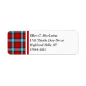 MacLaine Clan Red en Sky Blue Schotse Tartan Etiket (Voorkant)
