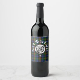 MacLaren Clan Crest Badge & Tartan Aanpasbaar Wijn Etiket