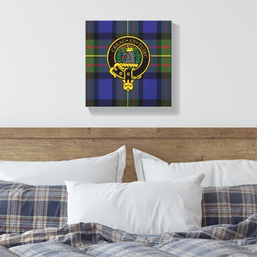 Maclaren Scottish Crest en Tartan Canvas print (Insitu (Slaapkamer))