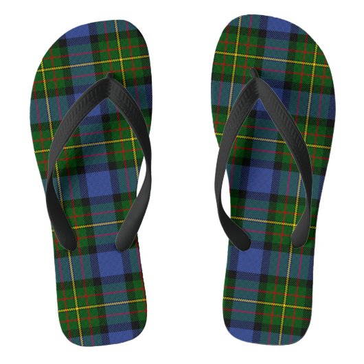 MacLaren Tartan Blauw Groen Zwart Volwassen Teensl Teenslippers (Voetbed)