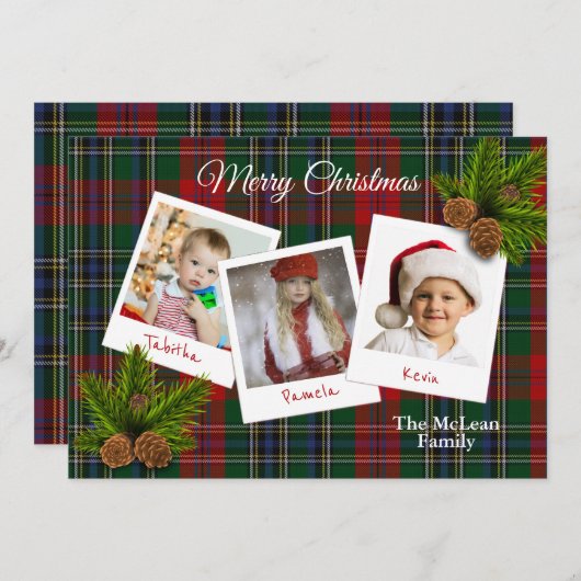 MacLean Clan Plaid Kerstmis Multi Fotokaart Kaart (Voorkant / Achterkant)