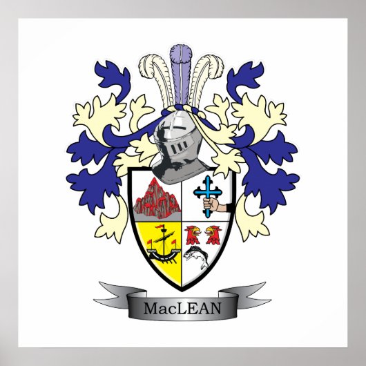 MacLean Family Crest Coat of Arms Poster (Voorkant)