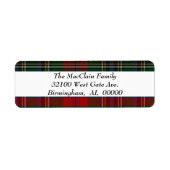 MacLean MacClain Tartan Plaid Retourlabel Etiket (Voorkant)